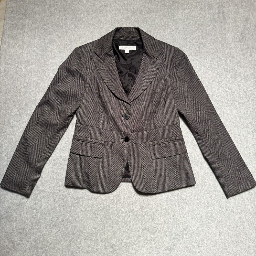 New York & Co Blazer Jacket Womens 6 Gray Black Cinched Waist